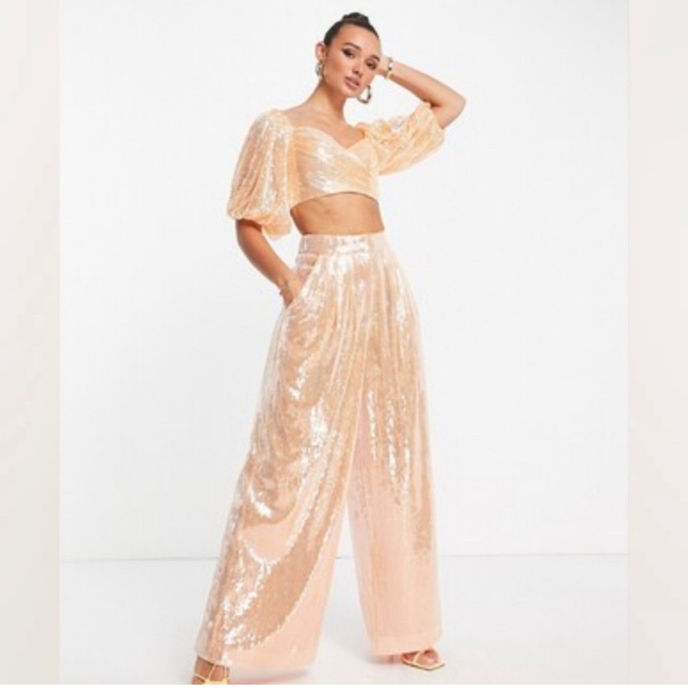 Asos edition apricot sequin crop top M